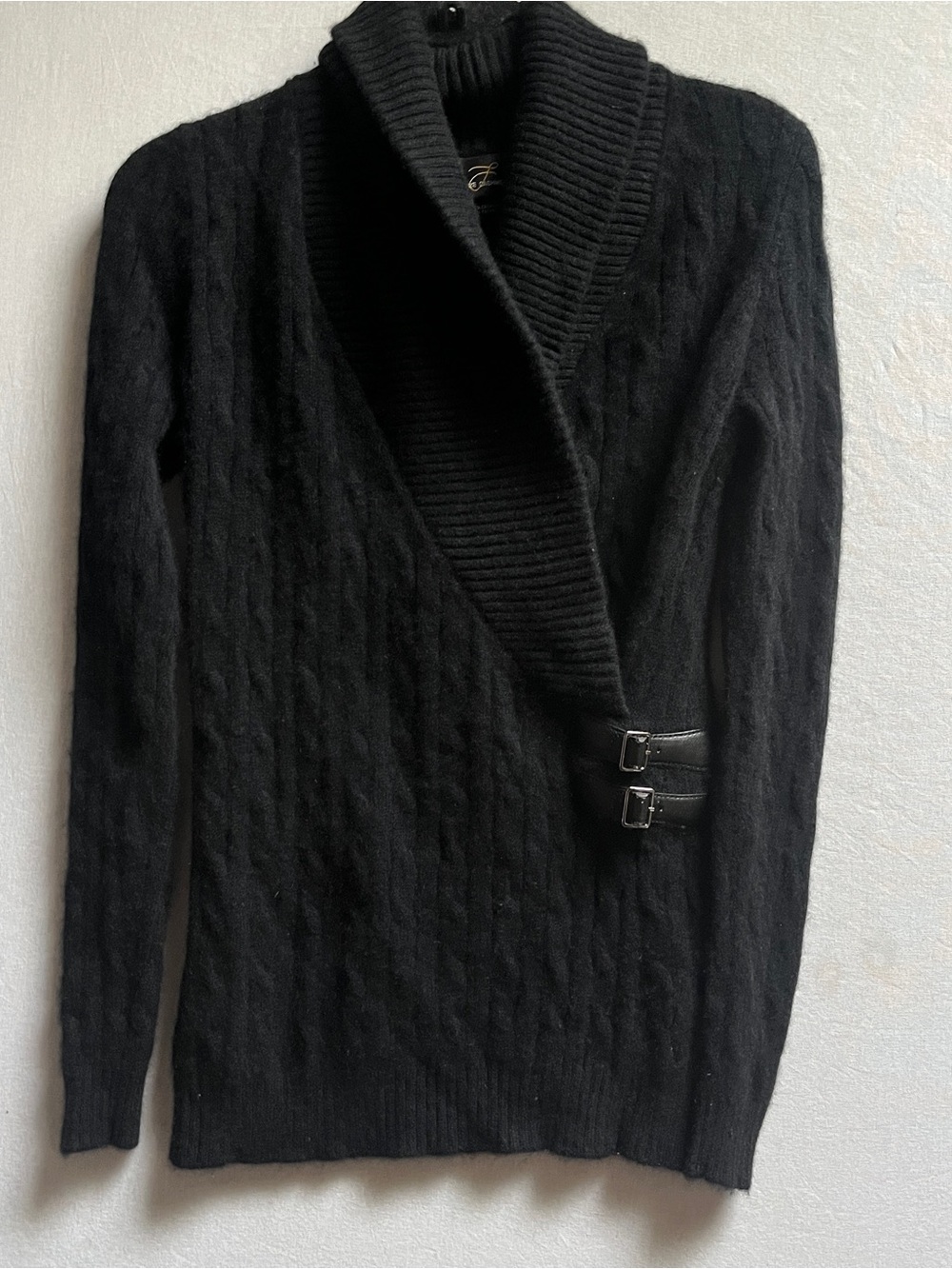 Pure Cashmere Shawl Collar Buckle Cardigan Wrap Sweater